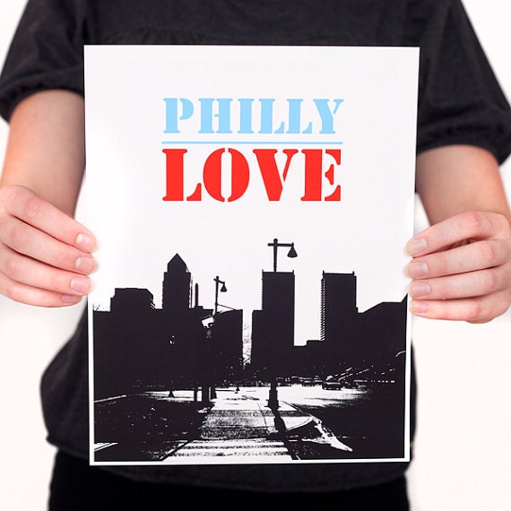 PHILLY LOVE Skyline & Streets Print (Philadelphia City Skyline Wall Art)
