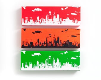 Philadelphia Skyline Canvas Art: Philly Sports Trio (12 x 4 inches)