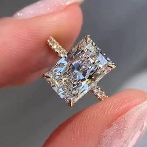 4 CT Radiant Cut Moissanite Engagement Ring 14K Gold Radiant Pave Set Wedding Ring Solitaire Radiant Moissanite Ring Proposal Ring For Women