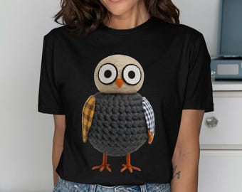 Patchwork Owl Tee Cute Animal Graphic Shirt