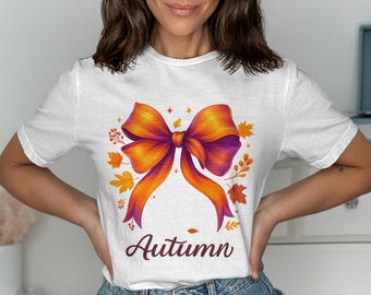 Autumn Elegance - Vibrant Bow with Fall Leaves PNG for Crafts and Prints
