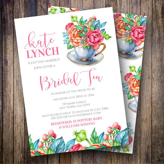 Bridal Tea Shower Invitation Tea Cup Bridal Shower Invite Etsy