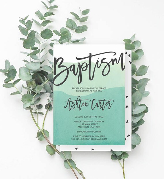watercolor baptism invite baptism invitation boy minimalist dip dip party invitation