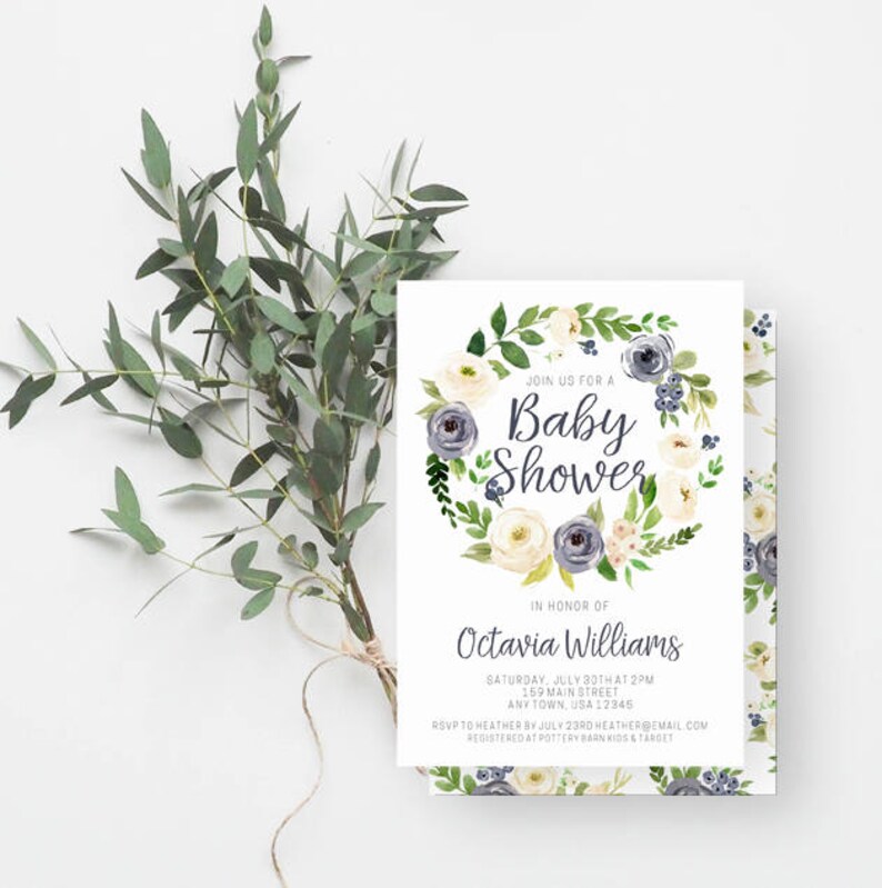 Baby Shower Invitation Greenery Boho Baby Shower Boy Baby Etsy