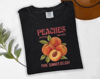 ヴィンテージピーチバイブスTシャツ | グルメギフト、サマースタイル、ユニセックスカジュアルウェア