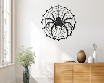 Spider Web Metal Wall Art: Gothic Halloween Home Decor