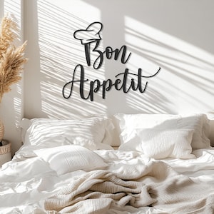 Bon Appétit Metal Wall Art with Chef Hat Design – Elegant Kitchen Wall Decor for Dining Room, Restaurant or  Gift  for Food Lovers