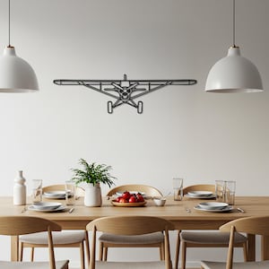 Airplane Metal Wall Art – Minimalist Aircraft Decor with Industrial Lines, Aviation-Inspired Metal Wall Sculpture for Home or Office