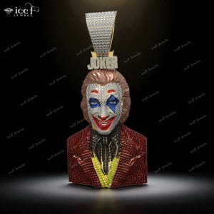 Iced Out Joker Pendant: 925 Sterling Silver, Moissanite Hip Hop Jewelry