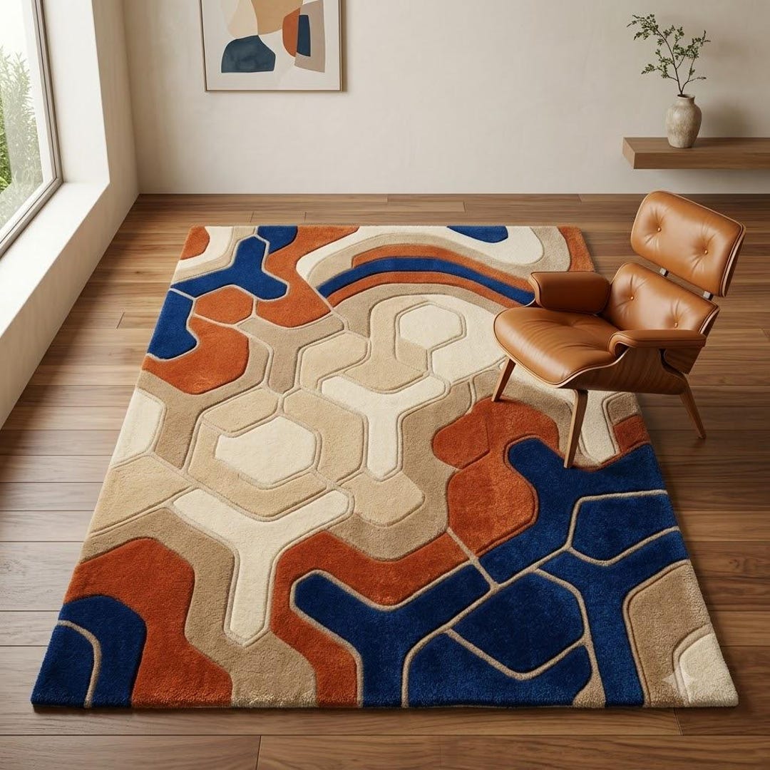 Hand-tufted Abstract Wool Area Rug | Modern Topographic Geometric ...