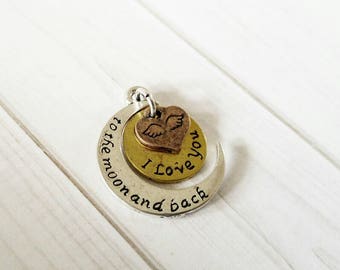 Quote Pendant Word Link Inspirational Word Charm Connector To the Moon /& Back