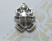 Scarab Charm Scarab Pendant Egyptian Pendant Egypt Pendant Silver Scarab Charm Ancient Egypt Beetle Charm Insect Charm