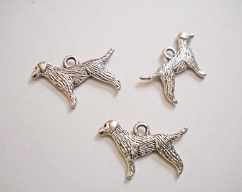 Pingentes de Cachorro Retriever em Prata Envelhecida - Joias para Amantes de Animais - 2 peças - PRÉ-VENDA