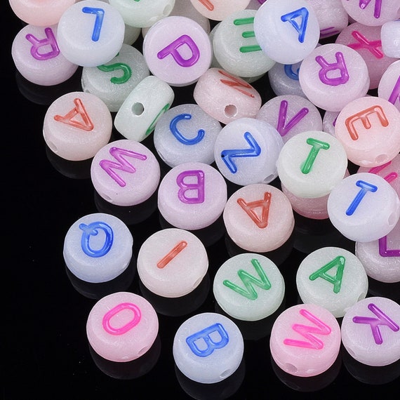 Letter Beads Alphabet Beads Glow in the Dark Letter Beads Glow
