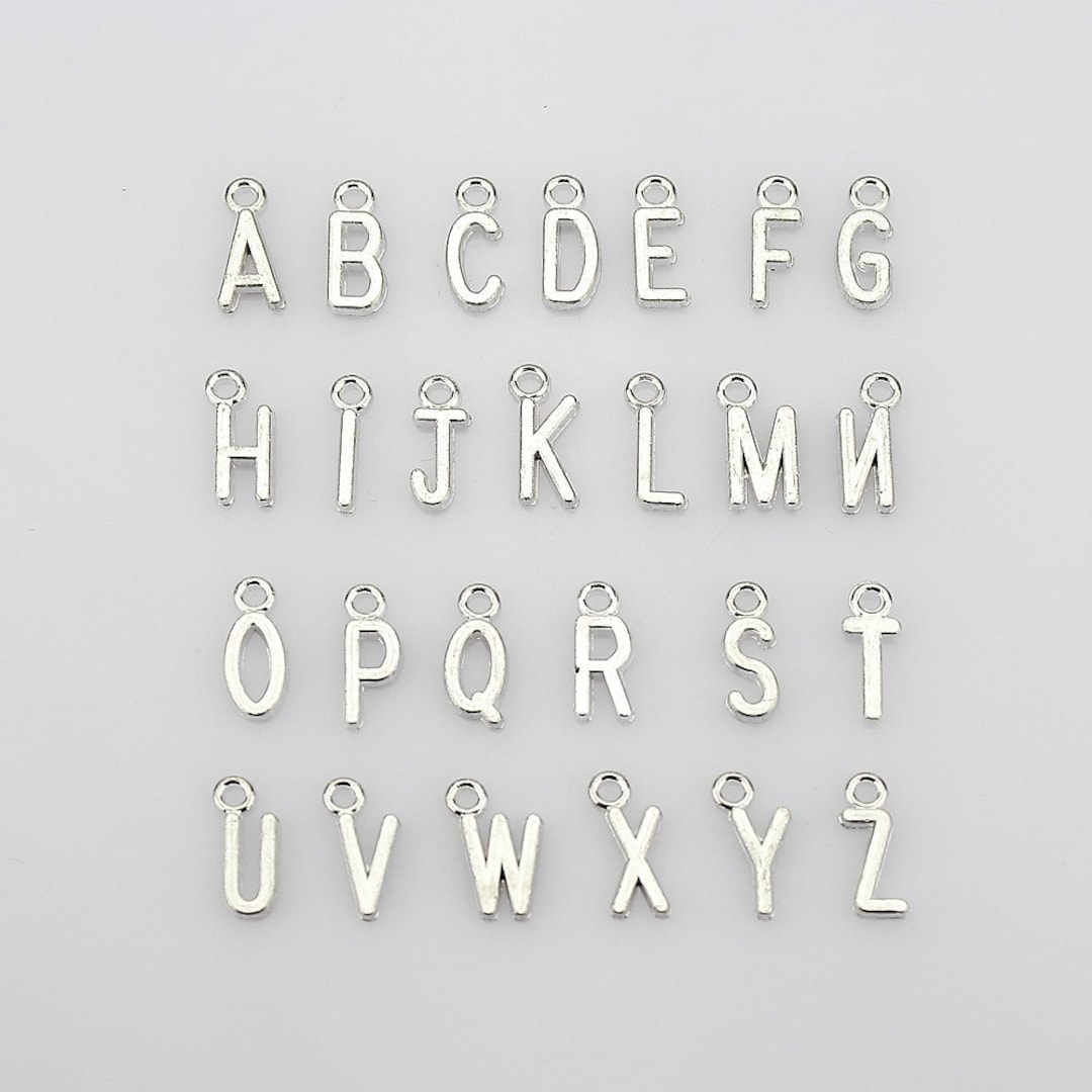Alphabet Charms Alphabet Pendants Antiqued Silver Letter Charms Initial ...