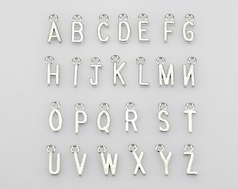 Alphabet Charms Alphabet Pendants Antiqued Silver Letter Charms Initial Charms FULL ALPHABET 52 pieces