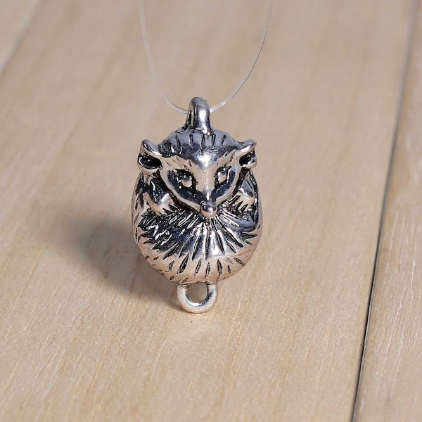 Hedgehog Charm Hedgehog Pendant Silver Hedgehog Charm Hedgehog Connector Charm Hedge Hog Charm Woodland Charm Animal Charm Pet Charm B