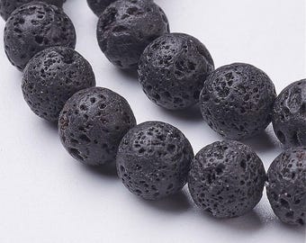 Lava Beads Black Lava Beads Natural Lava Beads 8mm Beads Wholesale Beads BULK 49 pieces