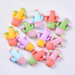 Cabujones de cactus con parte trasera plana, suministros para joyería occidental, gamuza sintética, veganos, 27 mm, 10 unidades
