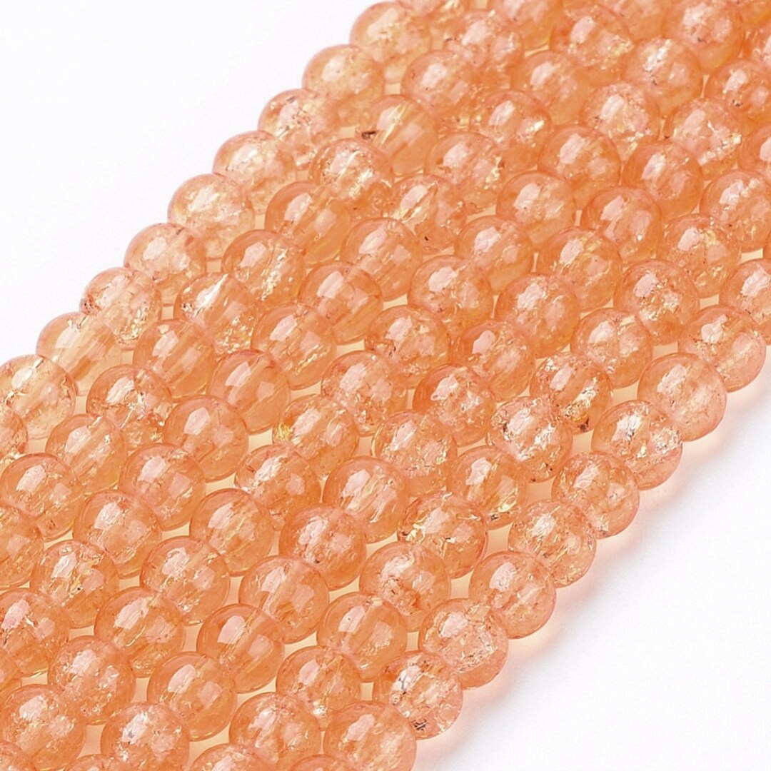 Crackle Beads Salmon Pink Glass Beads 4mm Glass Beads Glass Crackle
