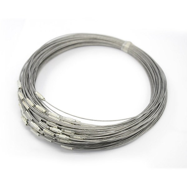 Neckwires Necklaces Silver 17.5" Wholesale Chain Neckwires 10 pieces WHOLESALE Silver Neckwire Steel Neck Wires