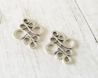 Chandelier Findings Link Charms Link Pendants Connector Charms Antiqued Silver Charms Silver Link Silver Connectors Silver Pendants 4pcs