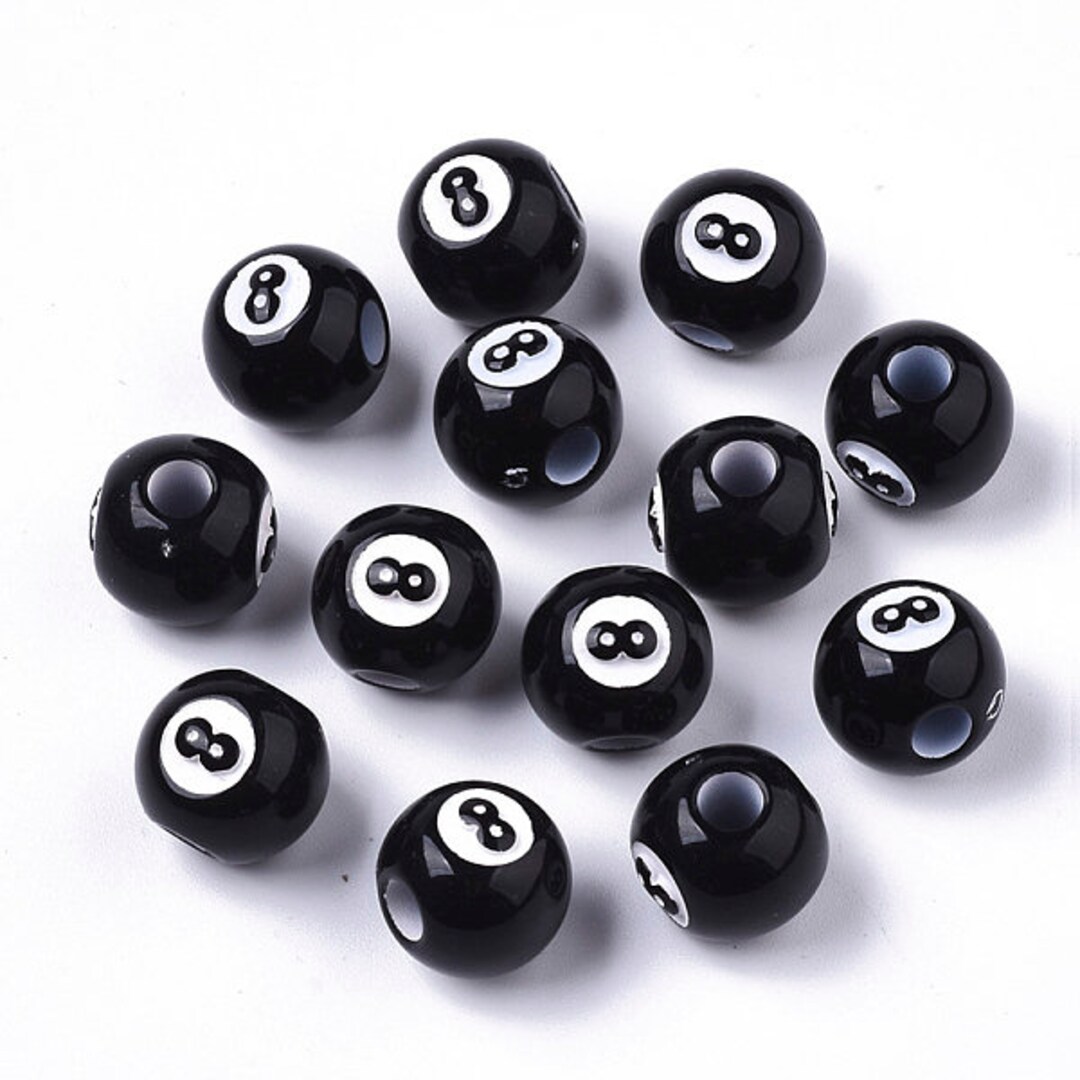 Black Beads 8 Ball Beads Acrylic Beads 12mm Eight Ball Beads Etsy