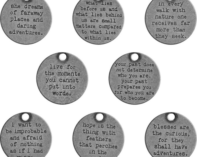 Quote Pendants Antiqued Silver Quote Charms Word Charms Strong Etsy