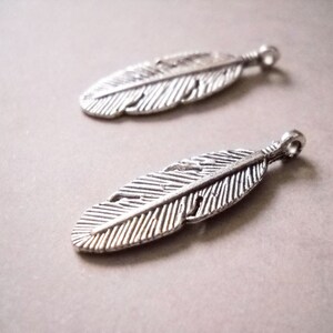 Feather Charms Silver Feather Charms Feather Pendants Silver Feathers Western Charms Silver Feather Charm 10 pieces