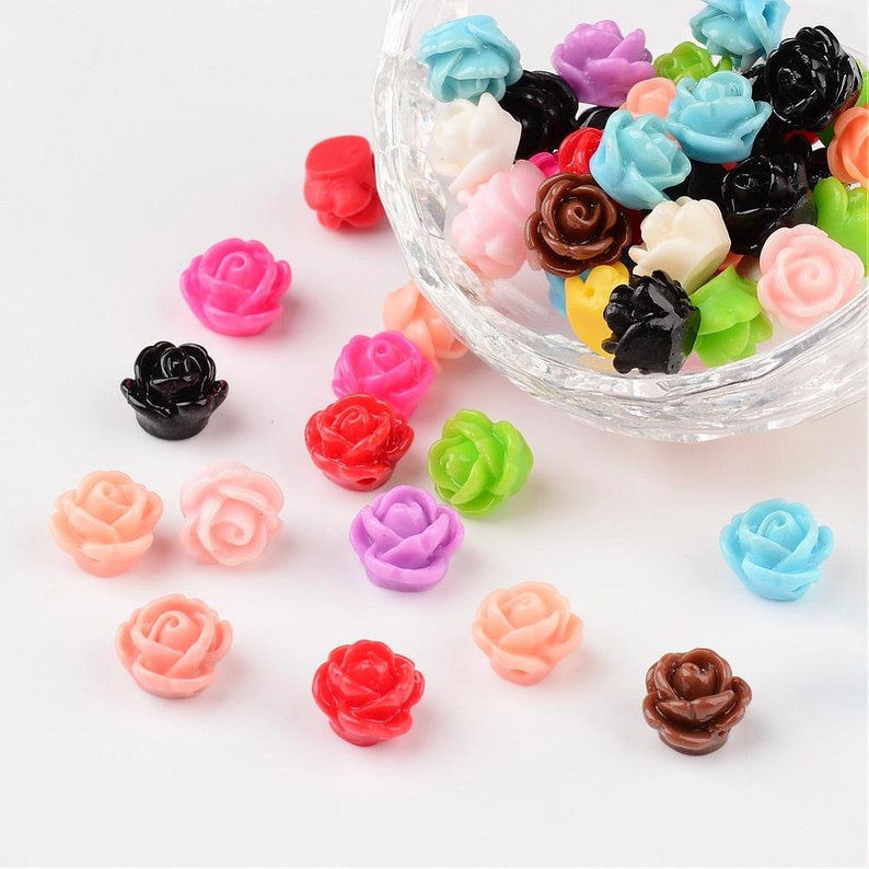 Resin Flower Beads Assorted Beads Rose Beads 9mm Beads 9mm Etsy