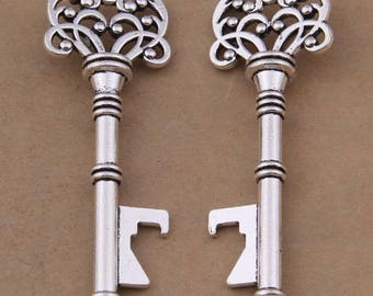 Key Bottle Opener Skeleton Key Silver Keys Silver Skeleton Keys Wedding Favor Bottle Opener Keys Big Skeleton Key 3 Inch Keys 2 pieces