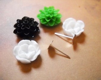 Earring Kit DIY Kit Jewelry Making Kit Flower Earrings Kit Do It Yourself Kit Flower Flat Back Cabochons Earring Blanks Earnuts 60pc Kit