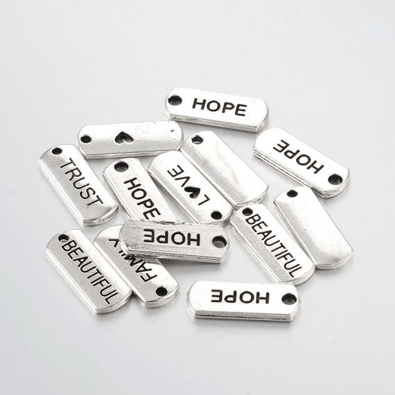 thumbnail image 2 of 4 Mom Heart Charms – Word Charms Pendants For Jewelry Making – Antiqued Silver 2 of 6