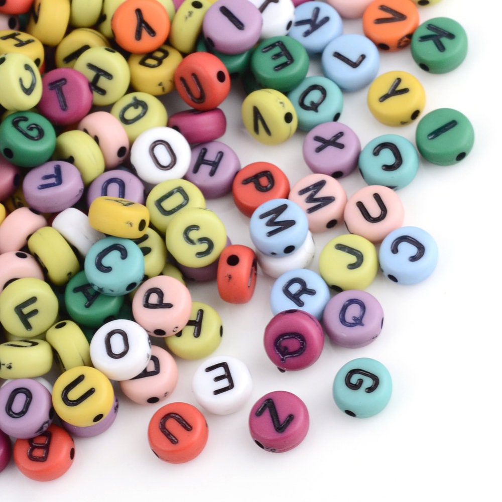 Letter Beads Alphabet Beads Assorted Beads Pastel Beads Pastel Letter Beads  Bulk Beads Wholesale Beads 100 pieces 7mm