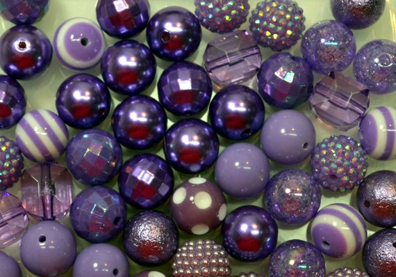 Purple Bubblegum Beads Mix Large Beads 20mm Beads Assorted Beads Lavender Beads Big Beads Bubble Gum Beads 10pcs PREORDER