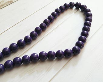 BULK Beads Dark Purple Glass Beads Wholesale Beads 100 pieces 8mm 32" strand DOUBLE STRAND