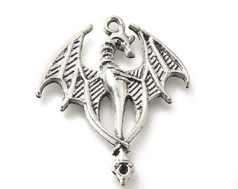 Dragon Pendant Dragon Charm Silver Dragon Charm Fairy Tale Charm Fairy Tale Pendant Mythical Charm Fairytale Charm Mythical Pendant 31mm