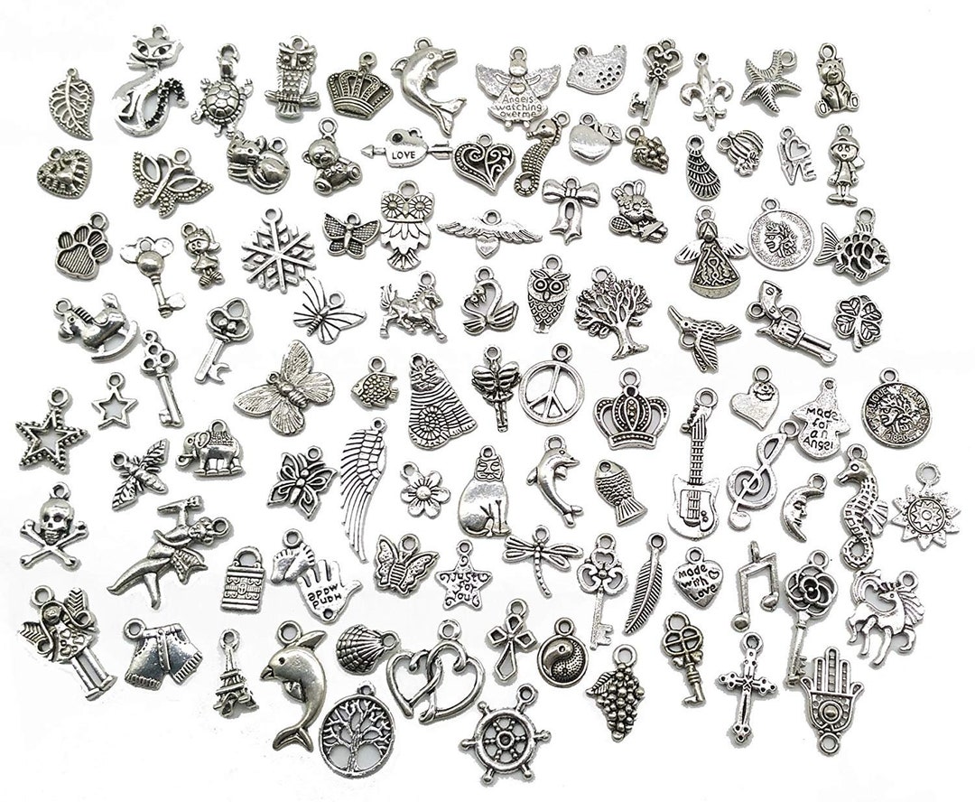 Bulk Charms Pendants Antiqued Silver Assorted Charms Pendants Grab Bag