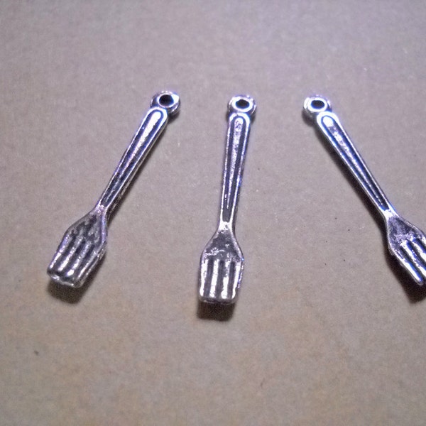 Fork Charms Silver Fork Charms Fork Pendants Cooking Charms Kitchen Charms Miniature Charms Miniature Fork 10 pieces