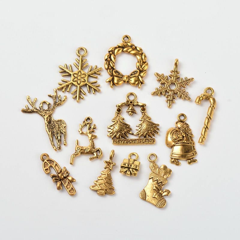 Bulk 100 Assorted Antique Gold Charms, Mixed Charms Jewelry Charms