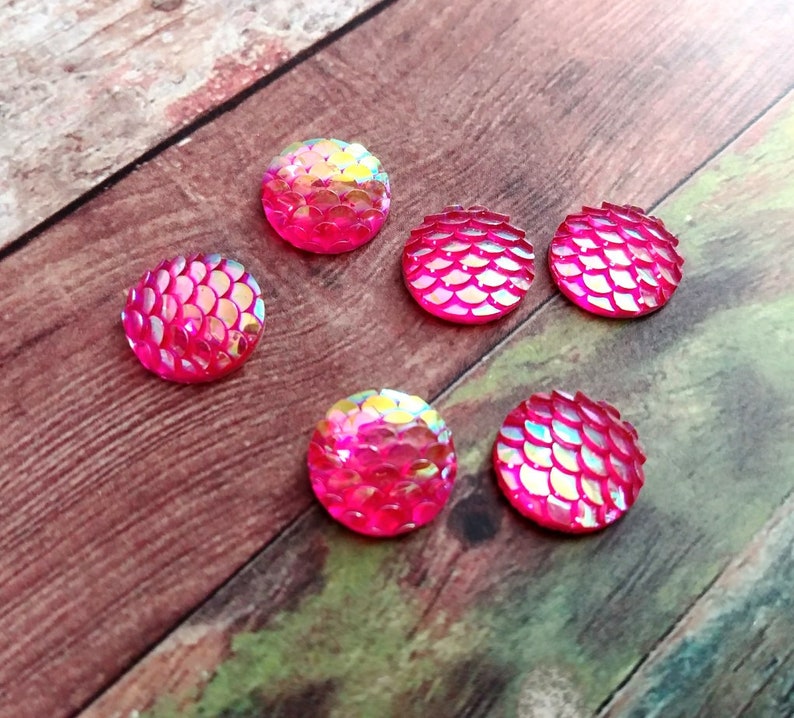 4 Mermaid Scale Cabochons 18x13 Oval Flat Domed Dragon Scale Flatbacks Orange