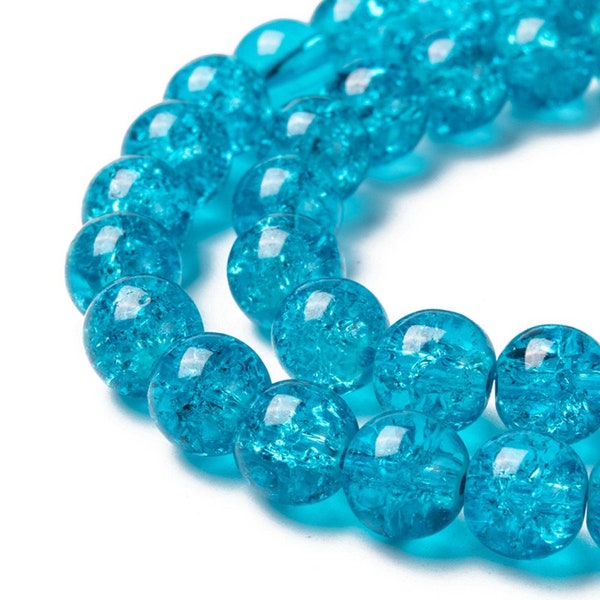 Crackle Beads Light Blue Glass Beads 8mm Glass Beads Glass Crackle Beads Wholesale Beads 8mm Beads Veined Beads 20 pieces