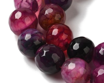 Dragon Vein Agate Beads Gemstone Beads Fuchsia Purple Agate Beads Veined Agate Beads 8mm Beads 8mm Gemstones Round Beads Wholesale Beads 10p