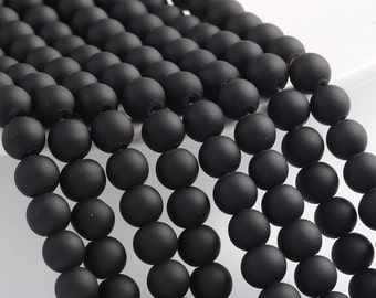 Black Beads Rubberized Glass Beads 8mm Round Glass Beads Wholesale Beads Matte Black Beads 8mm Beads 105 pieces