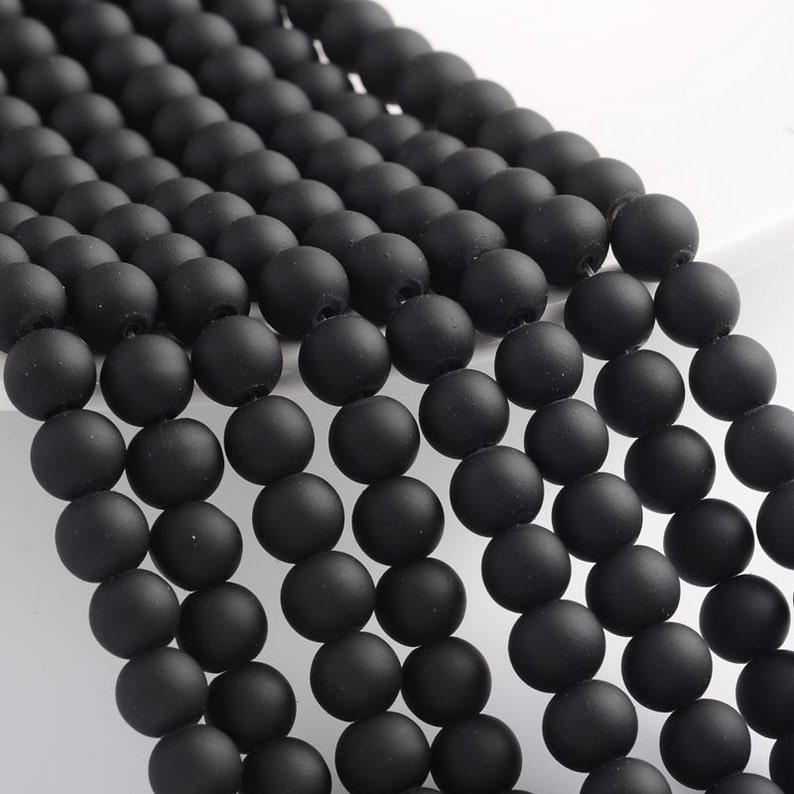 Black Beads Rubberized Glass Beads 8mm Round Glass Beads Wholesale Beads Matte Black Beads 8mm Beads 105 pieces image 1