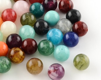 Acrylic Beads Mix Imitation Gemstone Beads 10mm Beads Assorted Beads Set Mixed Beads 20 pieces