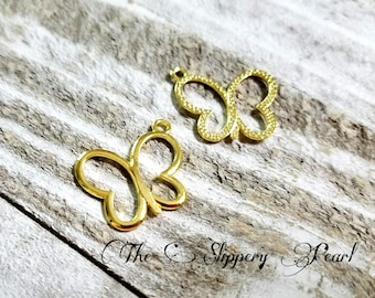 Butterfly Charms Gold Butterfly Pendants Gold Charms Gold Pendants Insect Charms Nature Charms Open Butterfly Charm 10pcs