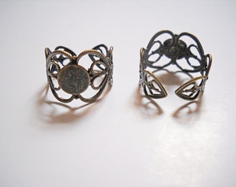 Ring Blanks Antiqued Bronze Filigree Ring Setting Adjustable Rings Wholesale Ring Blank Rings 10 pieces