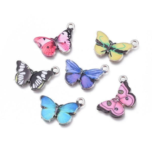Butterfly Charms Insect Charms Butterfly Links Enamel Butterfly Silver Butterfly Charms Mixed Set 5pcs *