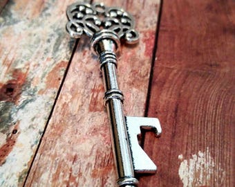 Apribottiglie con chiave, chiave scheletro, chiave argentata, chiave scheletro argentata, bomboniera per matrimonio, apribottiglie con chiave, grande chiave scheletro da 3 pollici